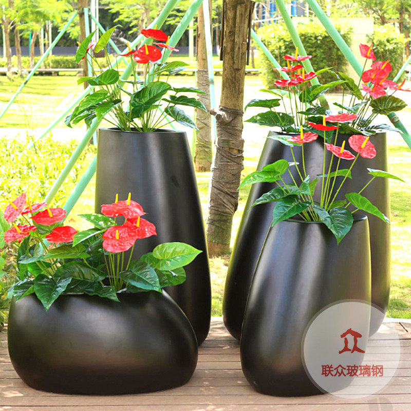 玻璃鋼花盆定制大門口裝飾花箱商場(chǎng)售樓部大花缽景觀綠化廠家直銷